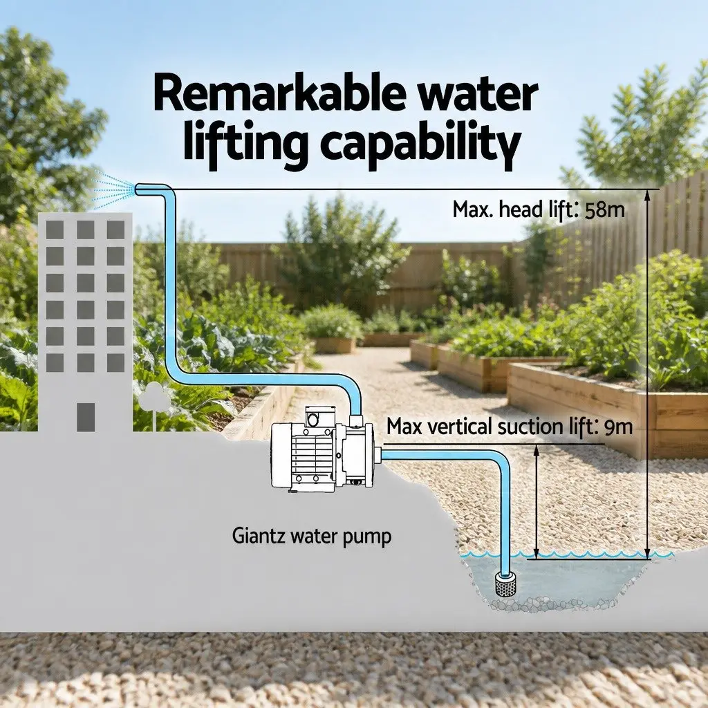 Irrigation Pump Stainless Steel 1800W Automatic Black