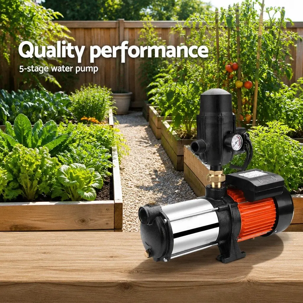 Irrigation Pump Stainless Steel 1800W Automatic Black