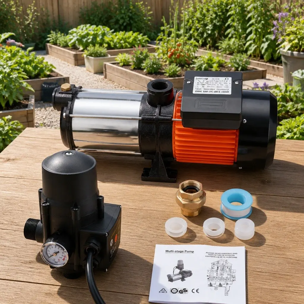 Irrigation Pump Stainless Steel 1800W Automatic Black