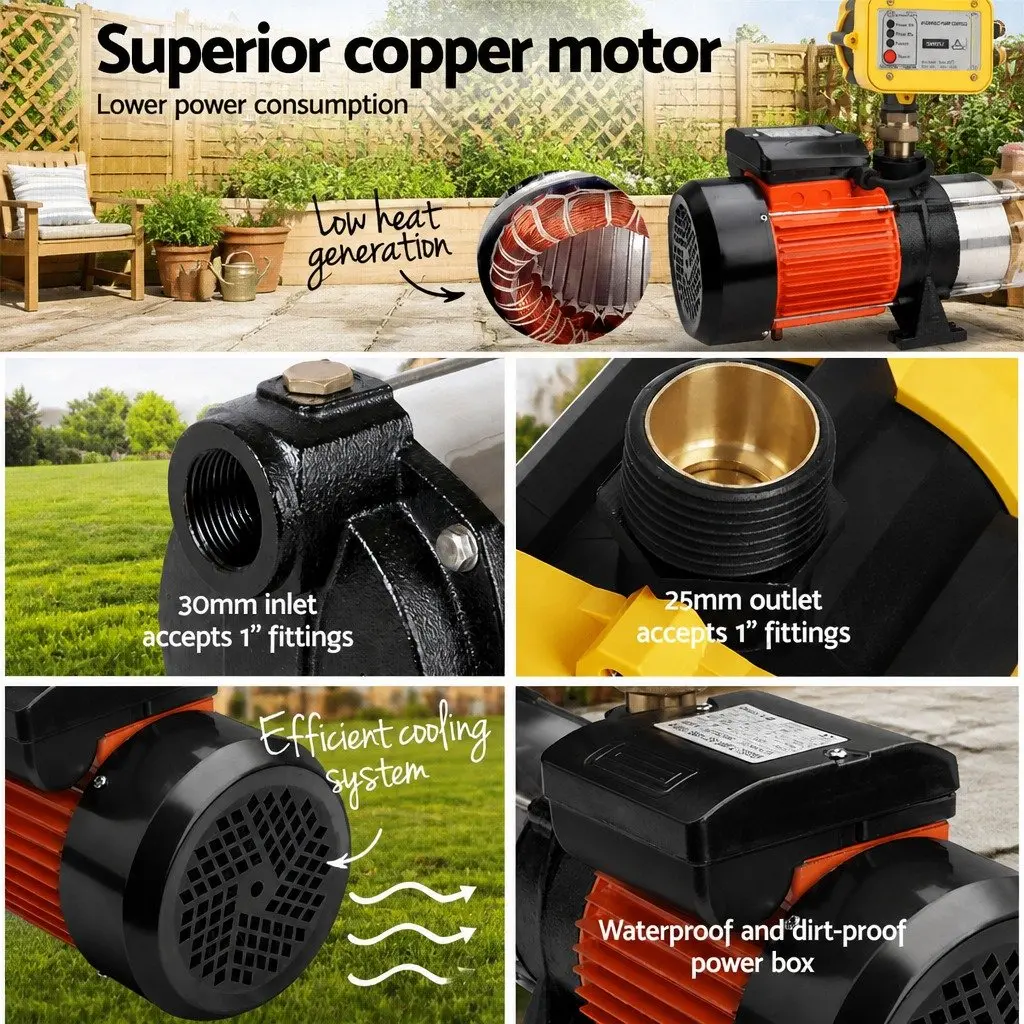 Irrigation Pump Stainless Steel 1800W Yellow Multi-Stage High Pressure Automatic