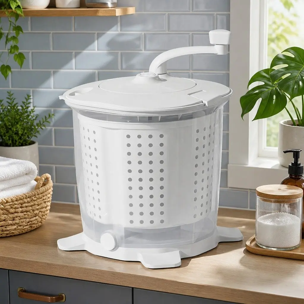 Portable Washing Machine Manual Dryer Compact Caravan Camping Apartment White