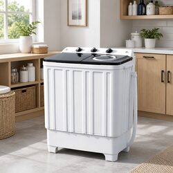 Compact Portable Twin Tub Washing Machine 7KG White