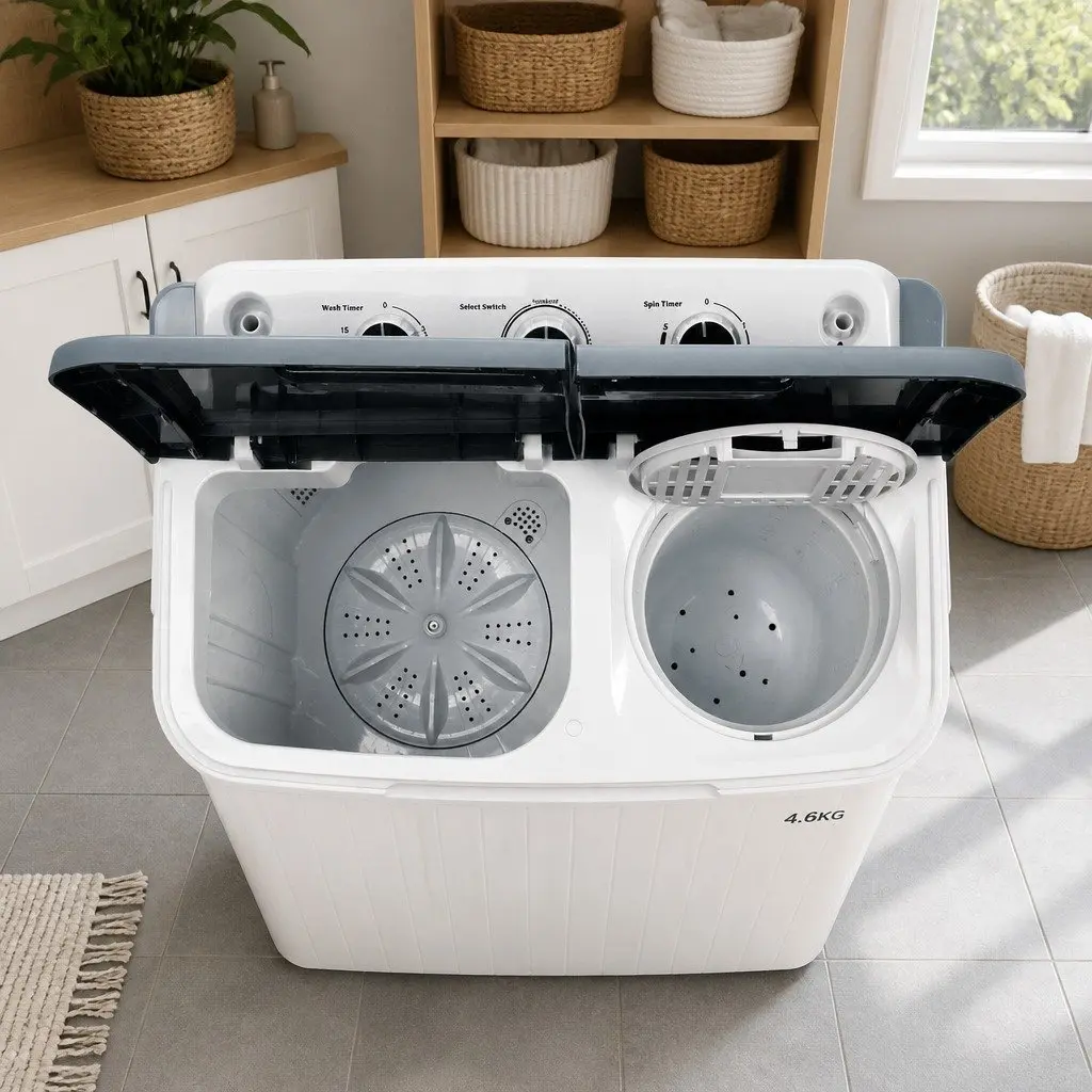 Portable Washing Machine Twin Tub 4.6kg Compact Lightweight Caravan Camping