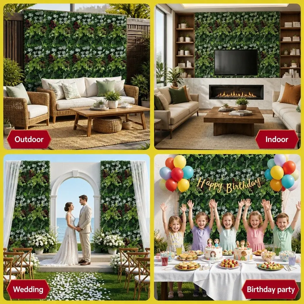 Artificial Wall Panels Polypropylene 40X60CM Green