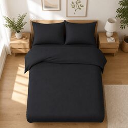 Premium King Quilt Cover Set with Pillowcases in Black