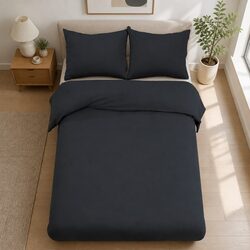 Elegant Queen Quilt Cover Set with Pillow Cases - Black