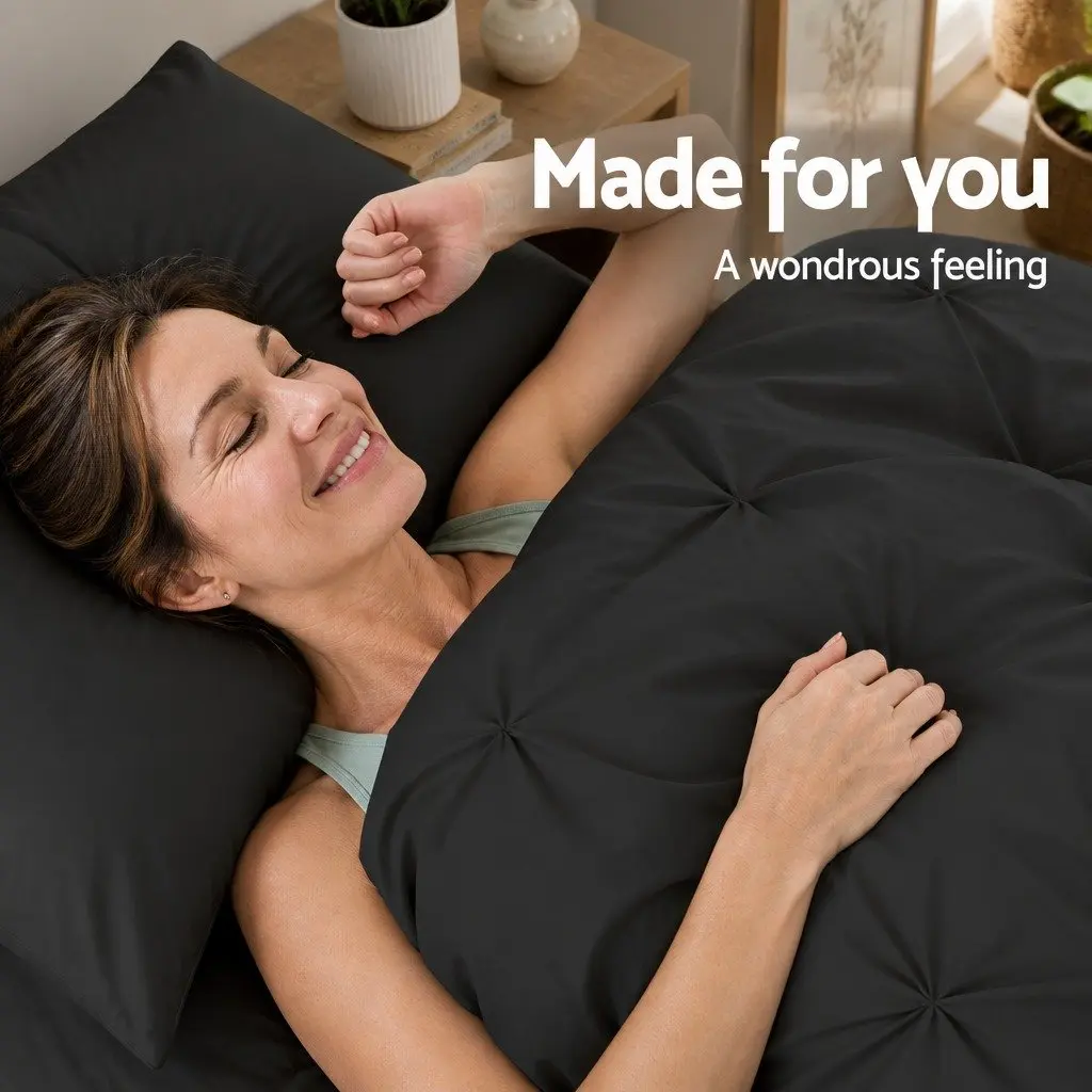 Super King Black 3-Piece Microfibre Quilt Set