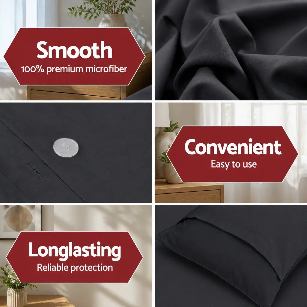 Super King Black 3-Piece Microfibre Quilt Set