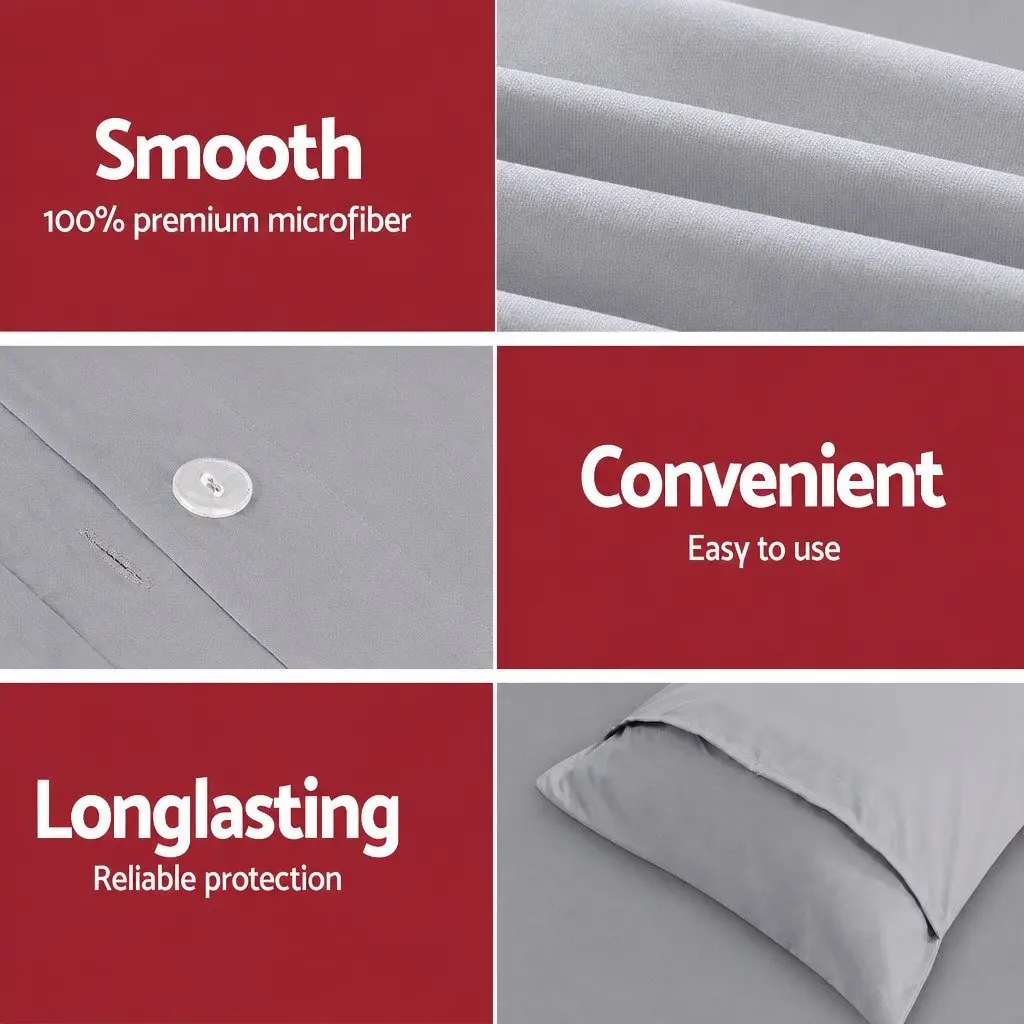 King Quilt Cover Set 3-Piece Bedding Pinch Pleated Grey Bedroom Duvet Pillows