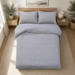 Super King Quilt Cover Set Grey 3-Piece Microfibre
