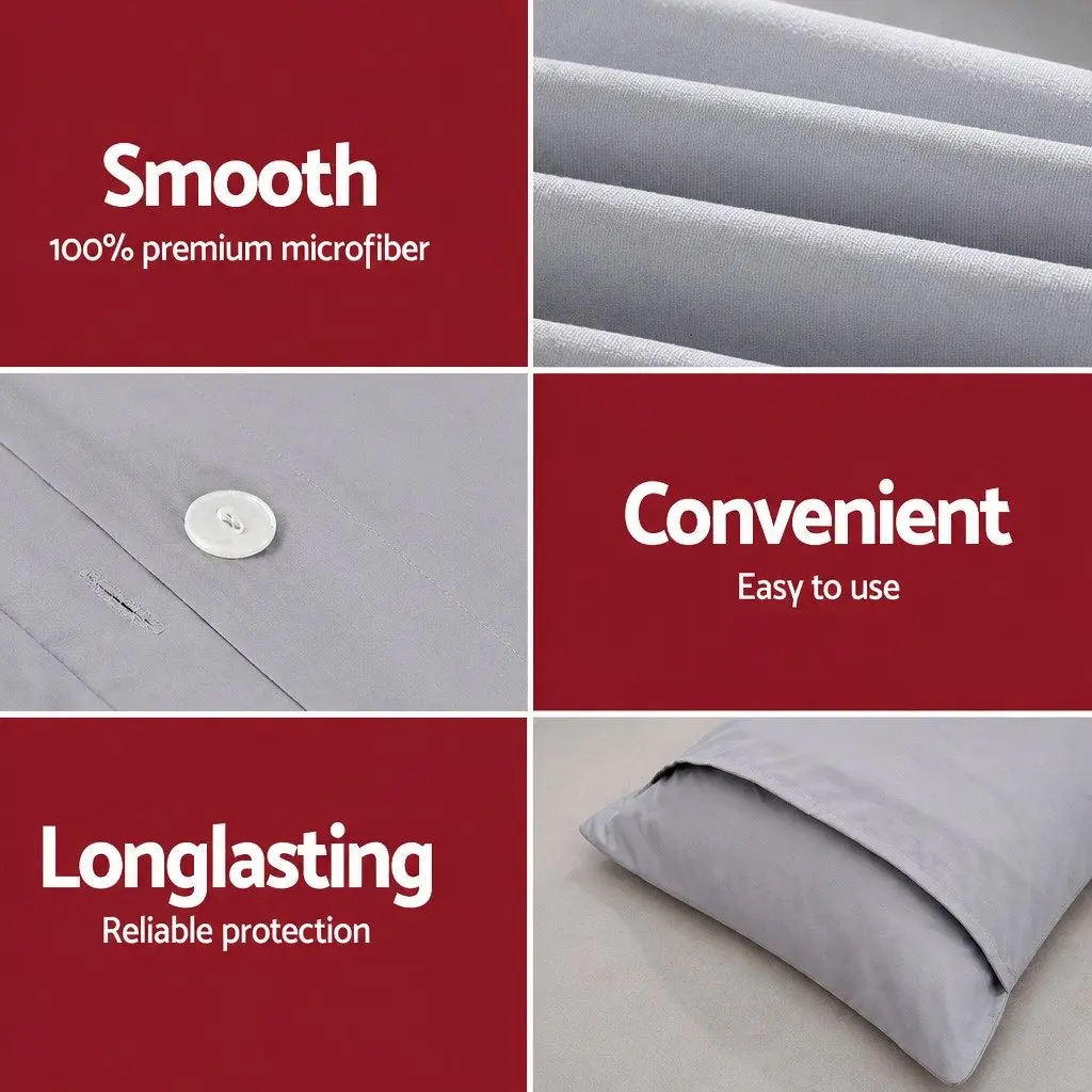 Super King Quilt Cover Set Grey 3-Piece Microfibre