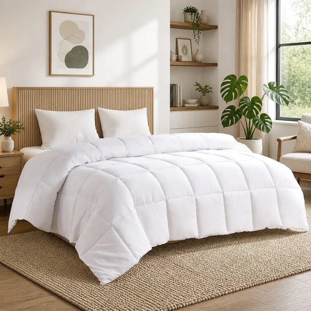 Super King Quilt Renewable Fiber 200GSM White Box Stitched Soft Breathable