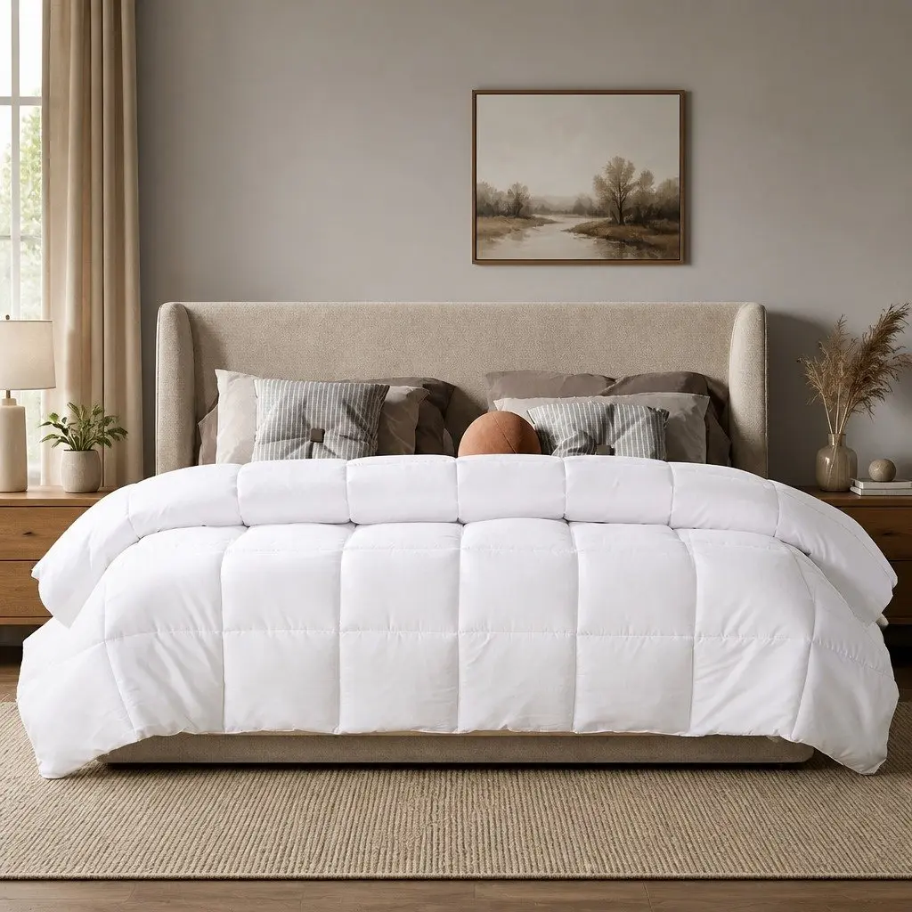 Double Quilt 400GSM Renewable Fiber Soft Baffle Box Hypoallergenic Breathable