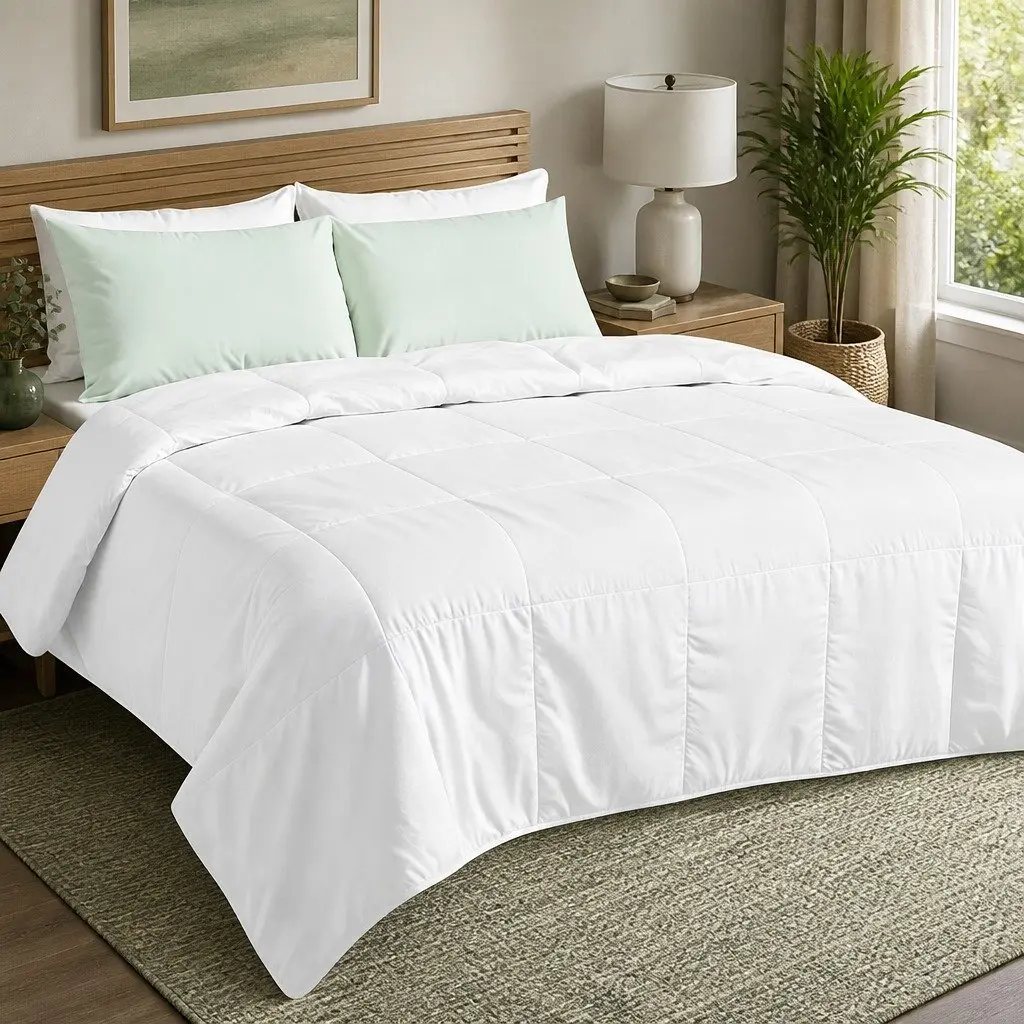 Bamboo Summer Quilt Lightweight King Size Breathable White Microfibre All Season