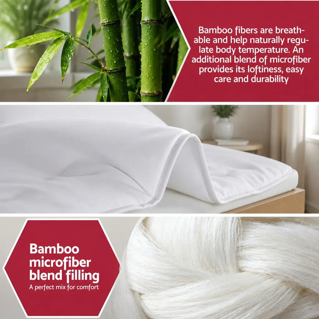 Bamboo Summer Quilt Lightweight King Size Breathable White Microfibre All Season