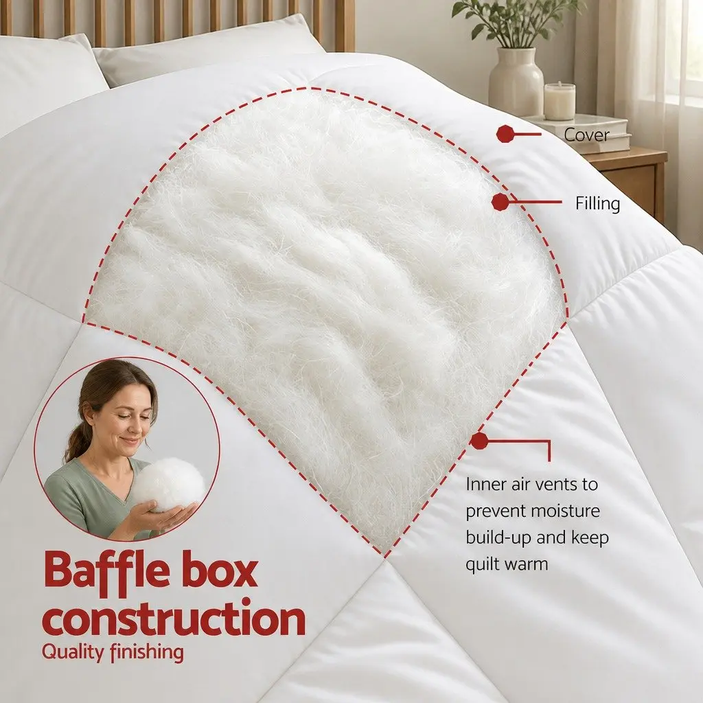 Bamboo Summer Quilt Lightweight King Size Breathable White Microfibre All Season