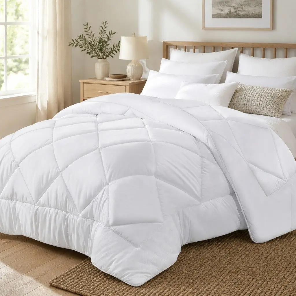 King Size Microfibre Quilt Bamboo Hollow Fibre Filling 400GSM White