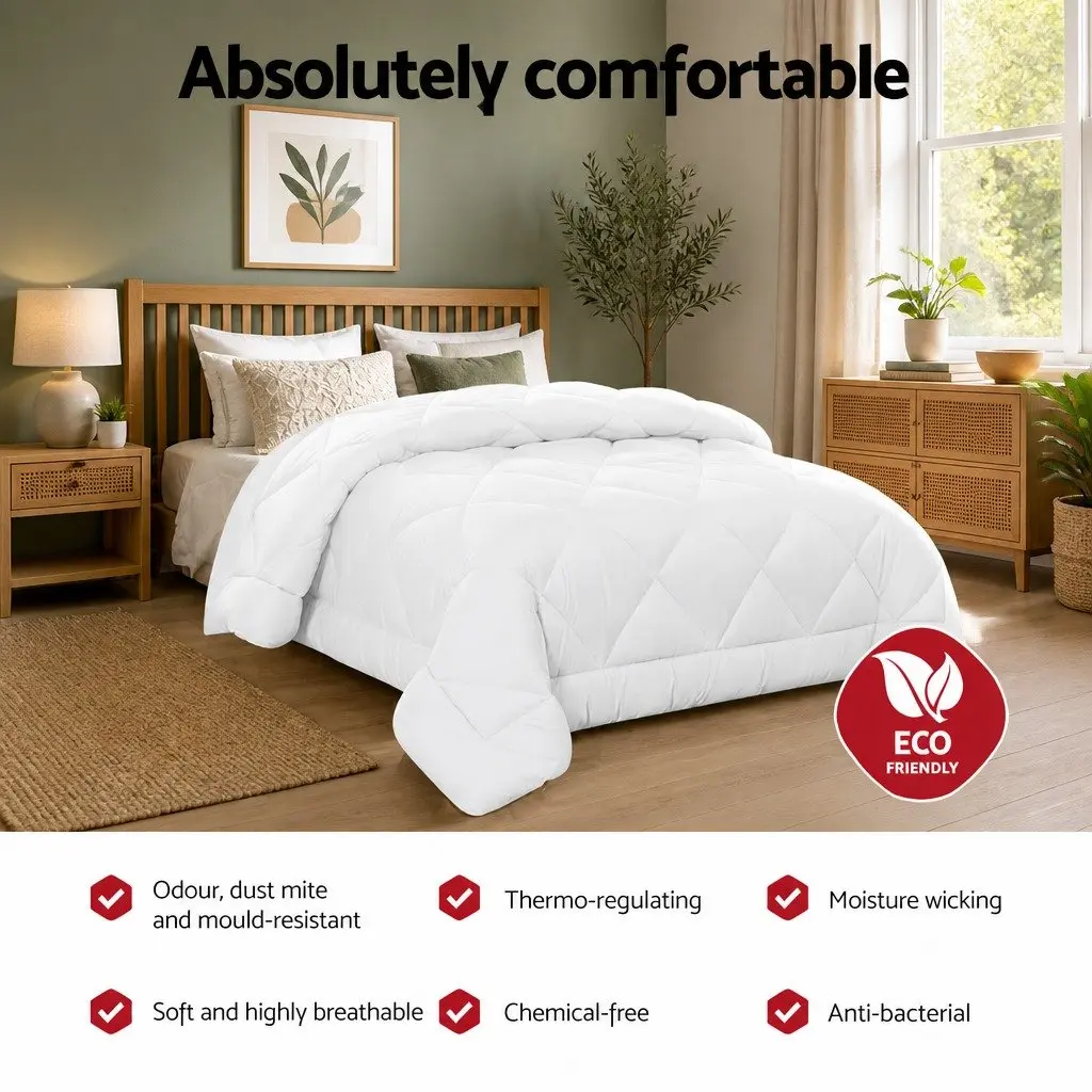 Queen Size Bamboo Microfibre Quilt 400GSM White