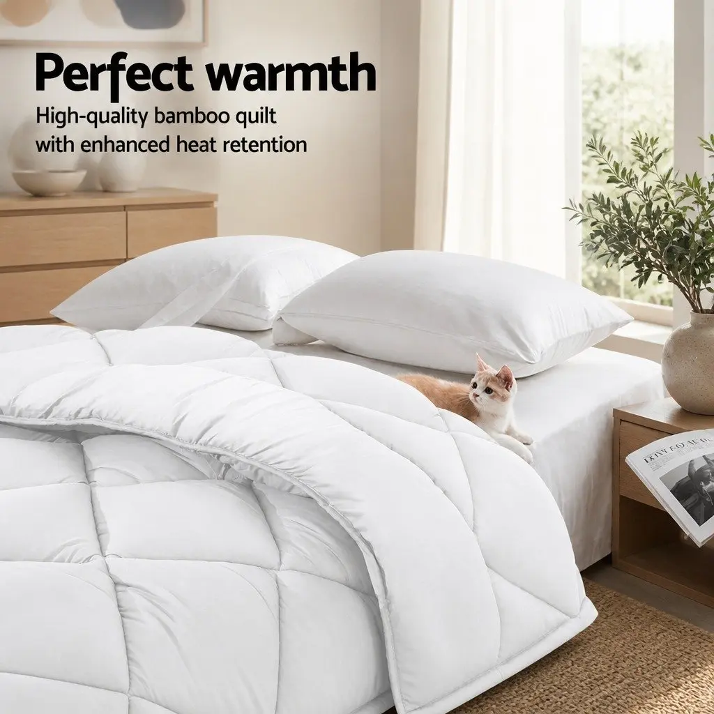 Queen Size Bamboo Microfibre Quilt 400GSM White