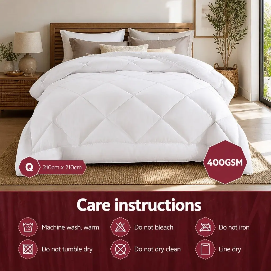 Queen Size Bamboo Microfibre Quilt 400GSM White
