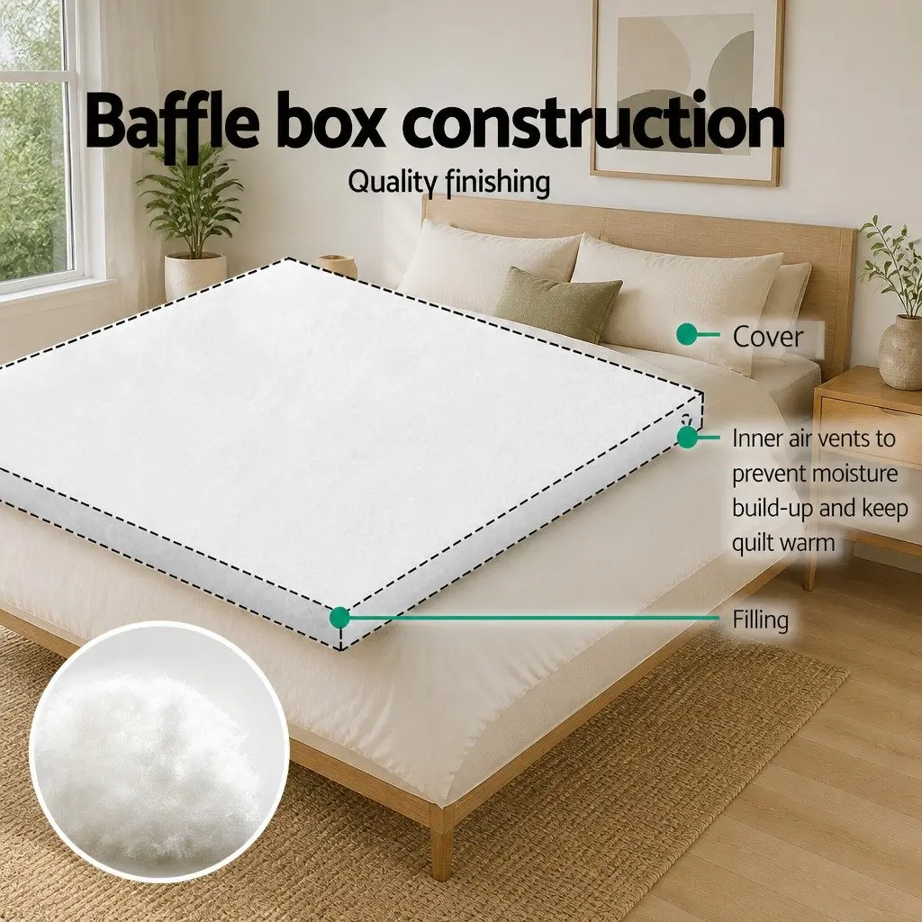 Microfibre Bamboo Quilt Super King Size 240x270cm Baffle Box Design Breathable