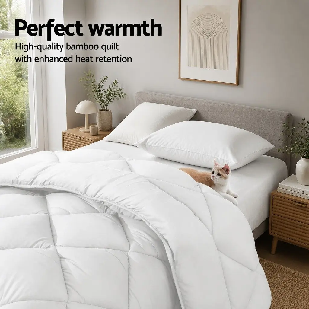 Bamboo Microfibre Quilt Super King 700GSM Hollow Fibre Filling Baffle Box Design