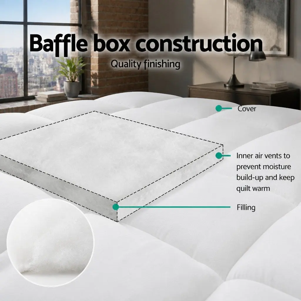 Quilt Microfibre Super King Bamboo 800GSM Hollow Fibre Filling White Diamond Stitch