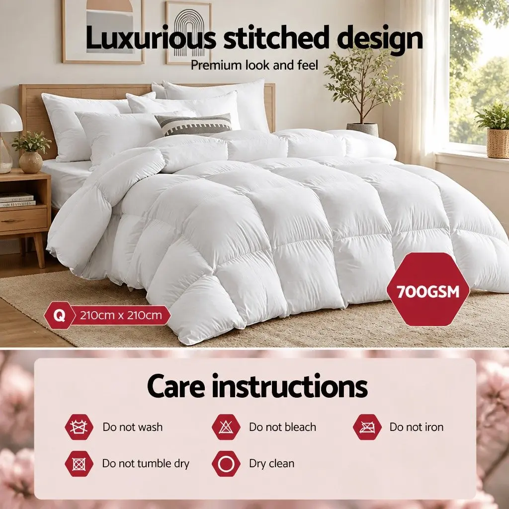 Duck Down Feather Quilt, Queen Size, 700GSM