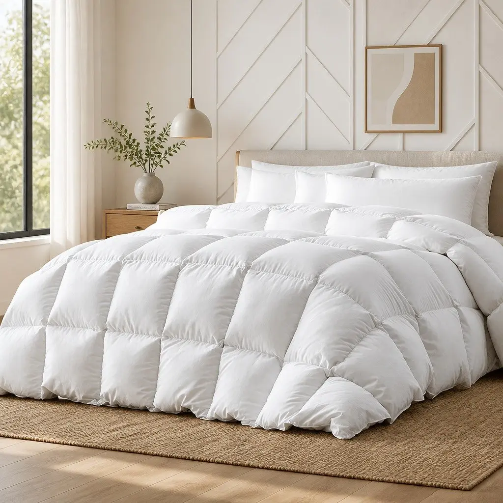 Baffle Box Duck Feather Down Quilt in Queen Size