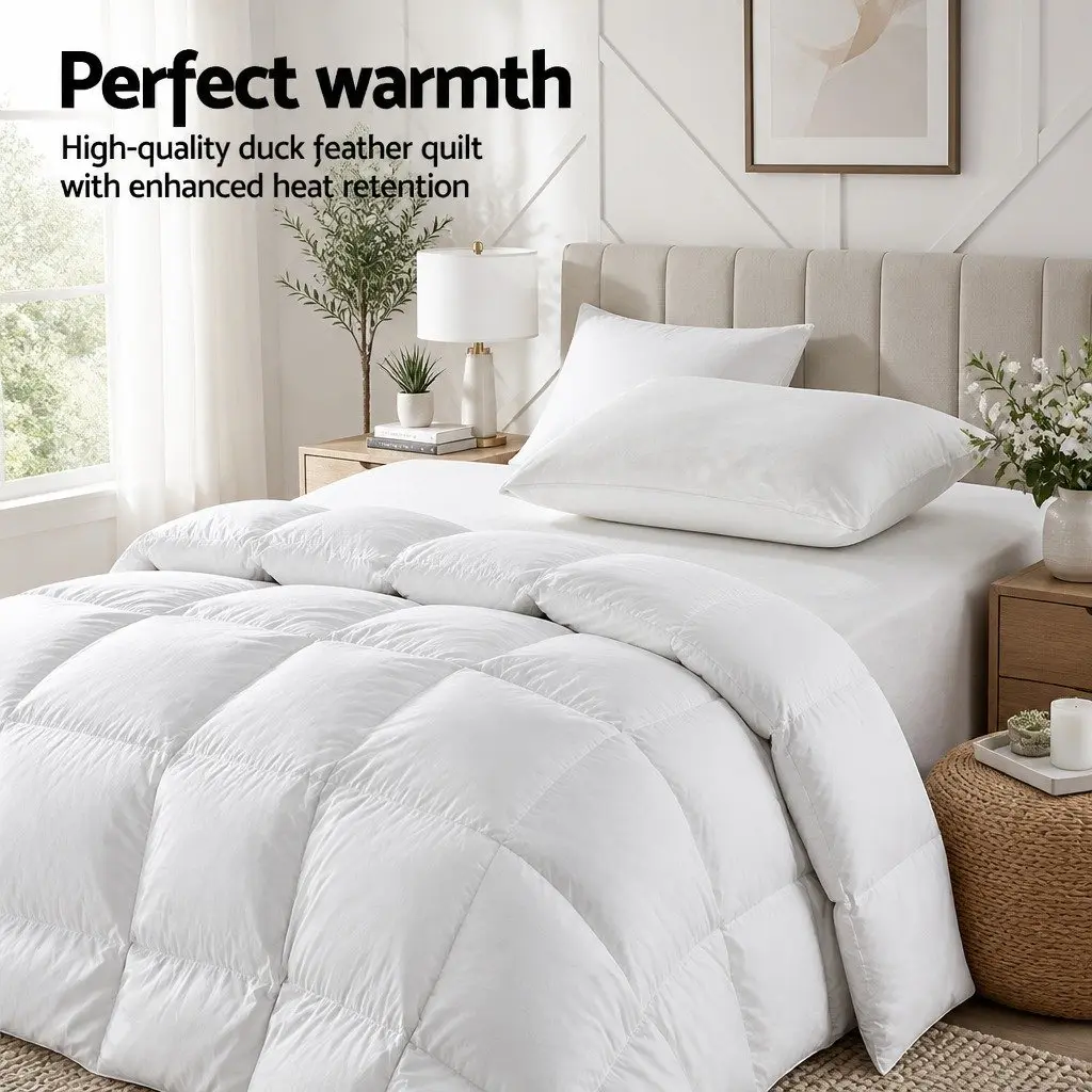 Baffle Box Duck Feather Down Quilt in Queen Size