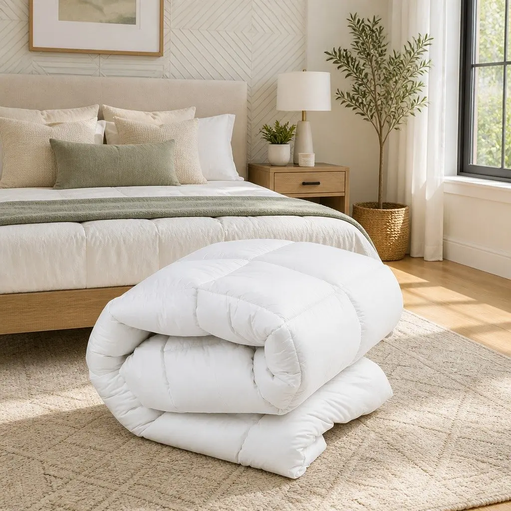 Baffle Box Duck Feather Down Quilt in Queen Size
