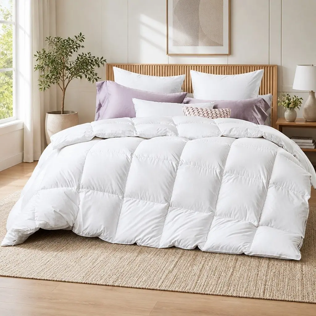 Baffle Box Duck Feather Down Quilt in Queen Size
