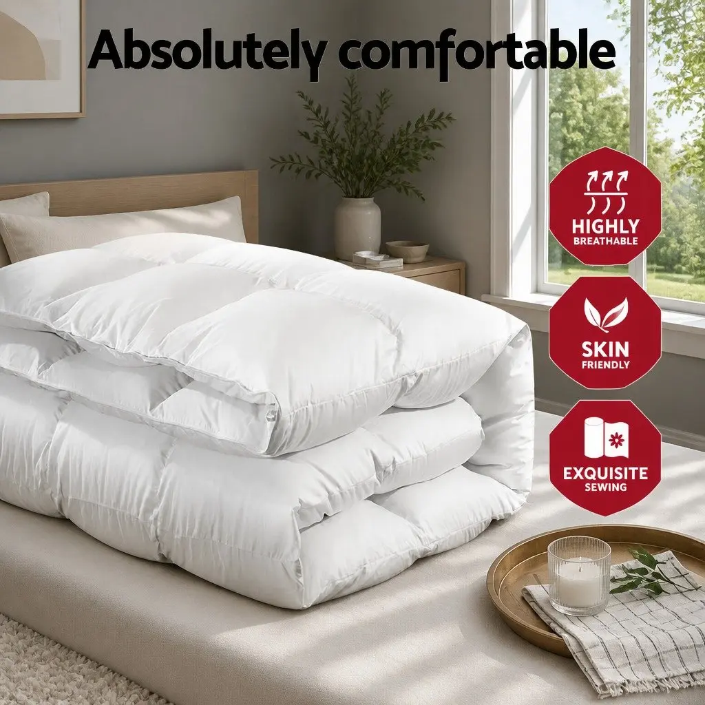 Duck Feather Down Quilt 500GSM Super King White