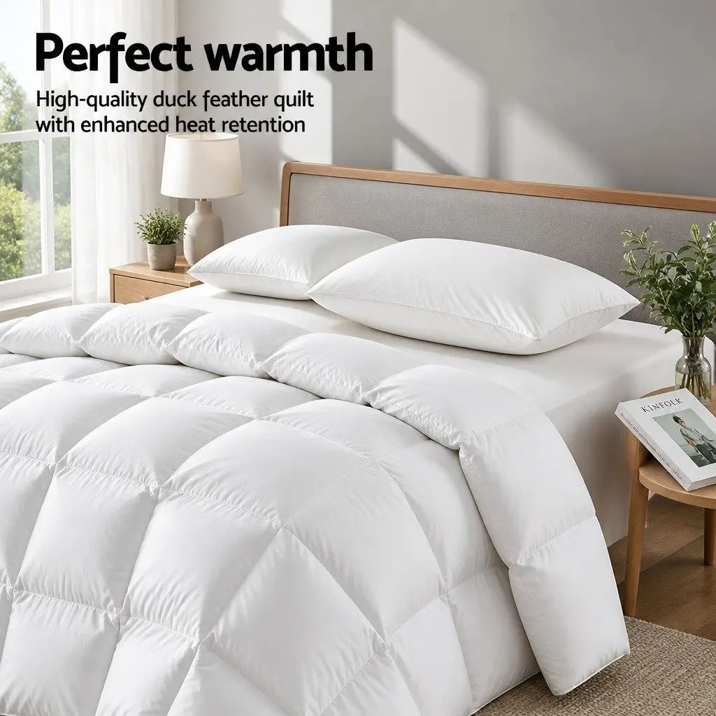 Duck Feather Down Quilt 500GSM Super King White