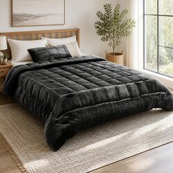 Charcoal Faux Mink Quilt for Single Beds - Winter Weight