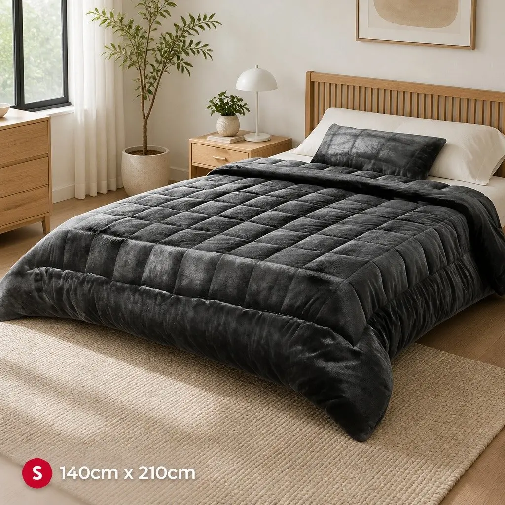 Faux Mink Quilt Single Bed Charcoal Winter Weight Baffle Box Design Machine