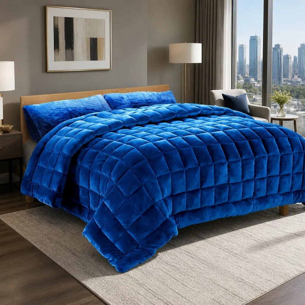 Double-Sided Faux Mink Quilt in King Size for Winter Comfort