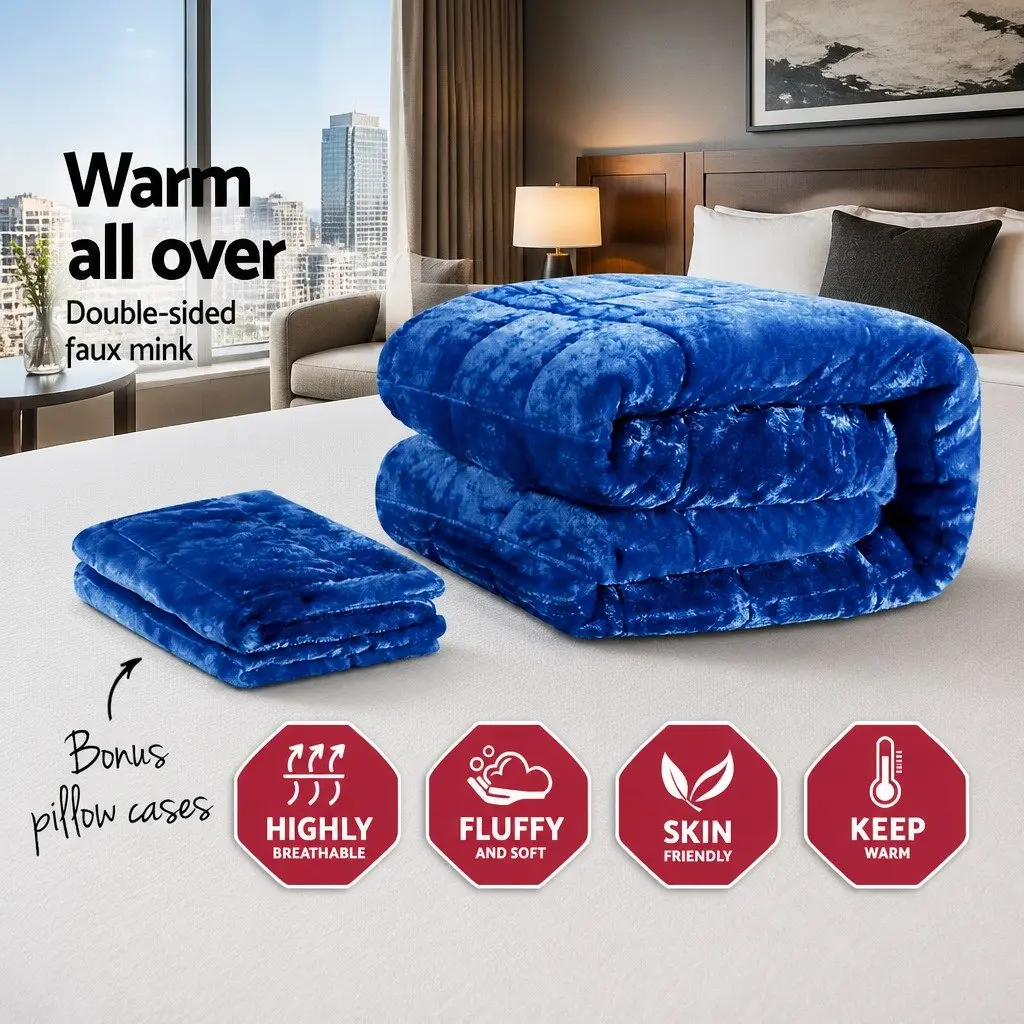 Double-Sided Faux Mink Quilt in King Size for Winter Comfort