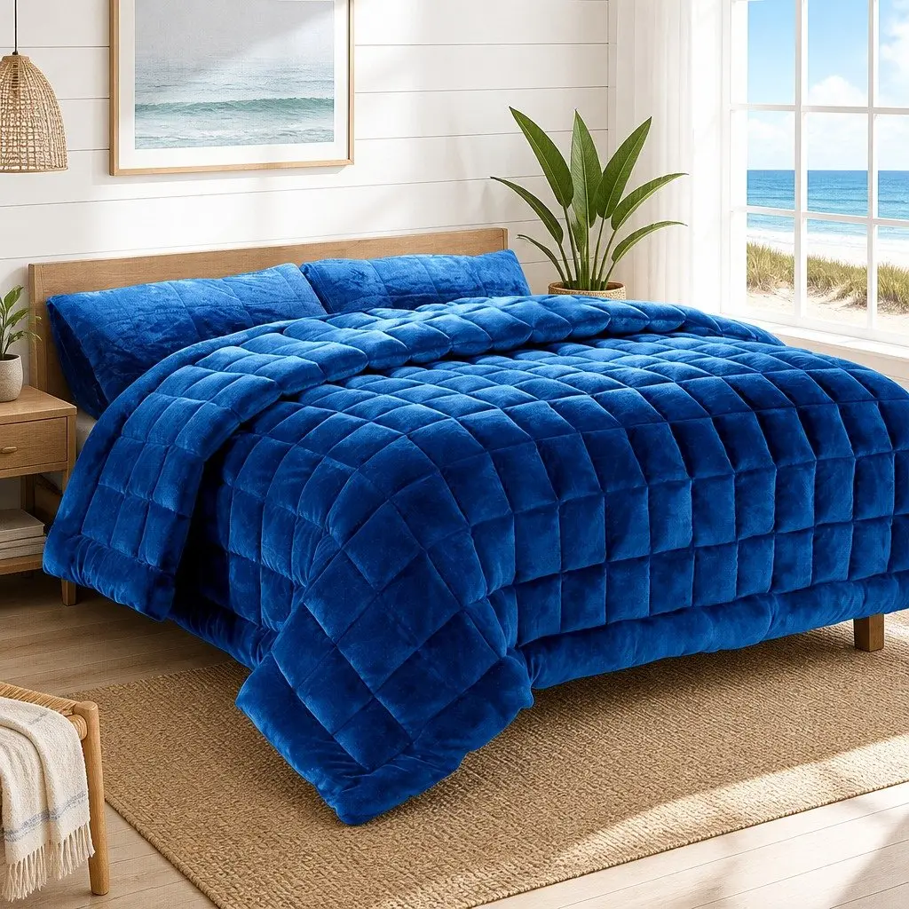 Queen Size Double-Sided Faux Mink Quilt with Pillowcases