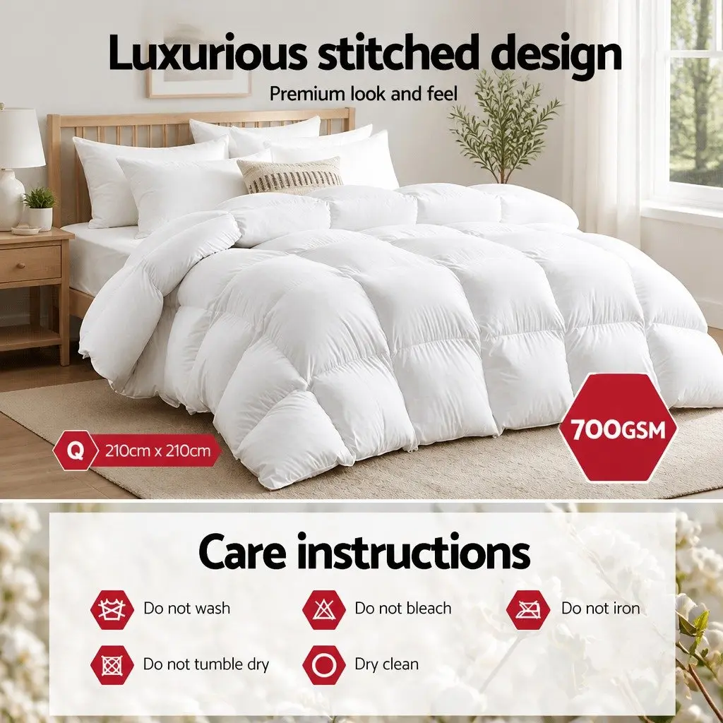 Queen Size Goose Down Feather Quilt 700GSM