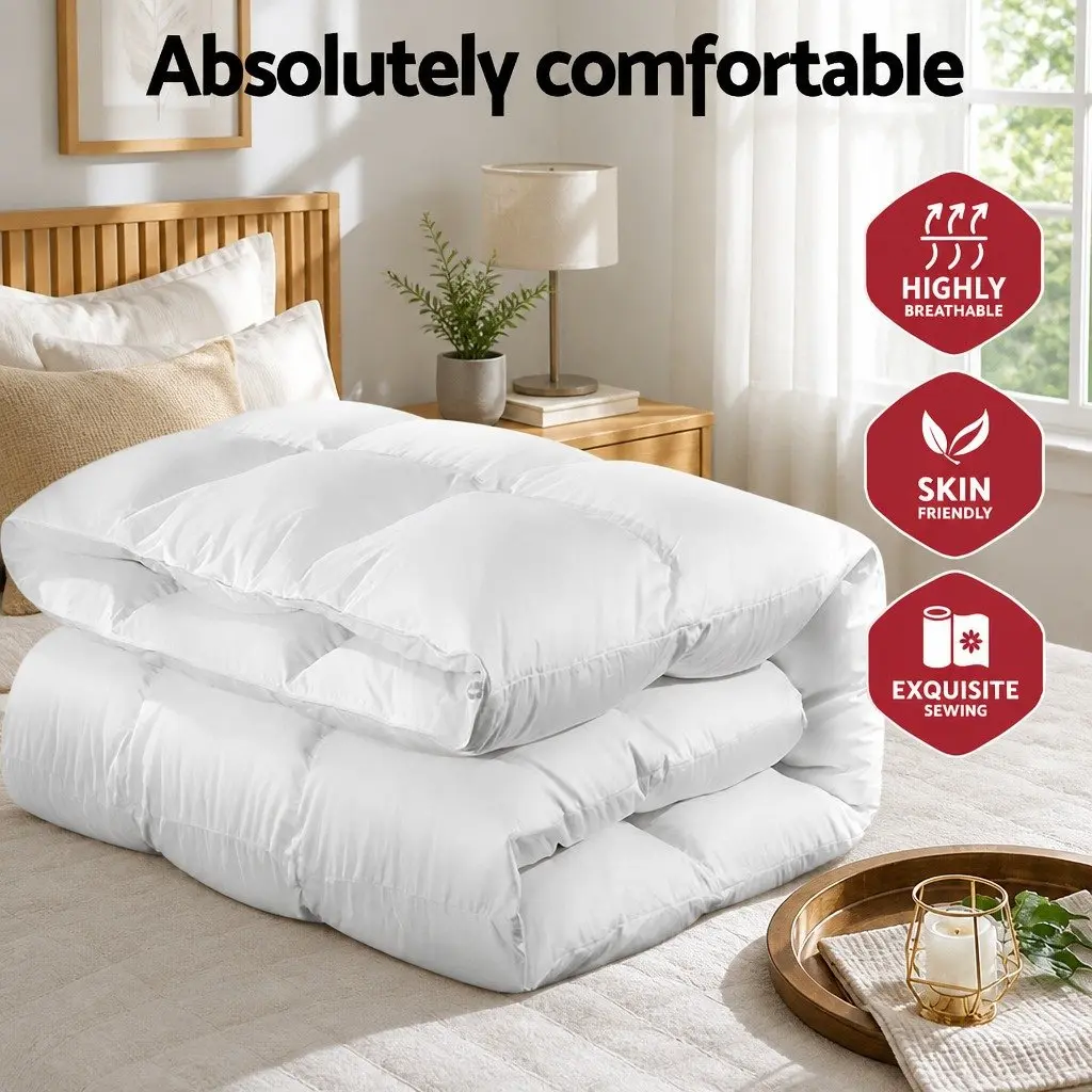 Goose Down Feather Quilt Super King 700GSM Lightweight Baffle Box Construction