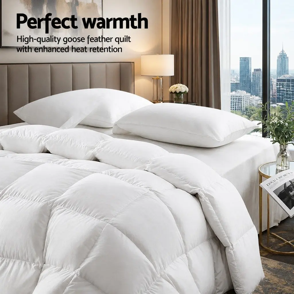 White Goose Down Feather Quilt Queen 800GSM