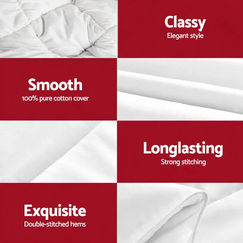 Goose Down Feather Quilt Cotton Single 800GSM White