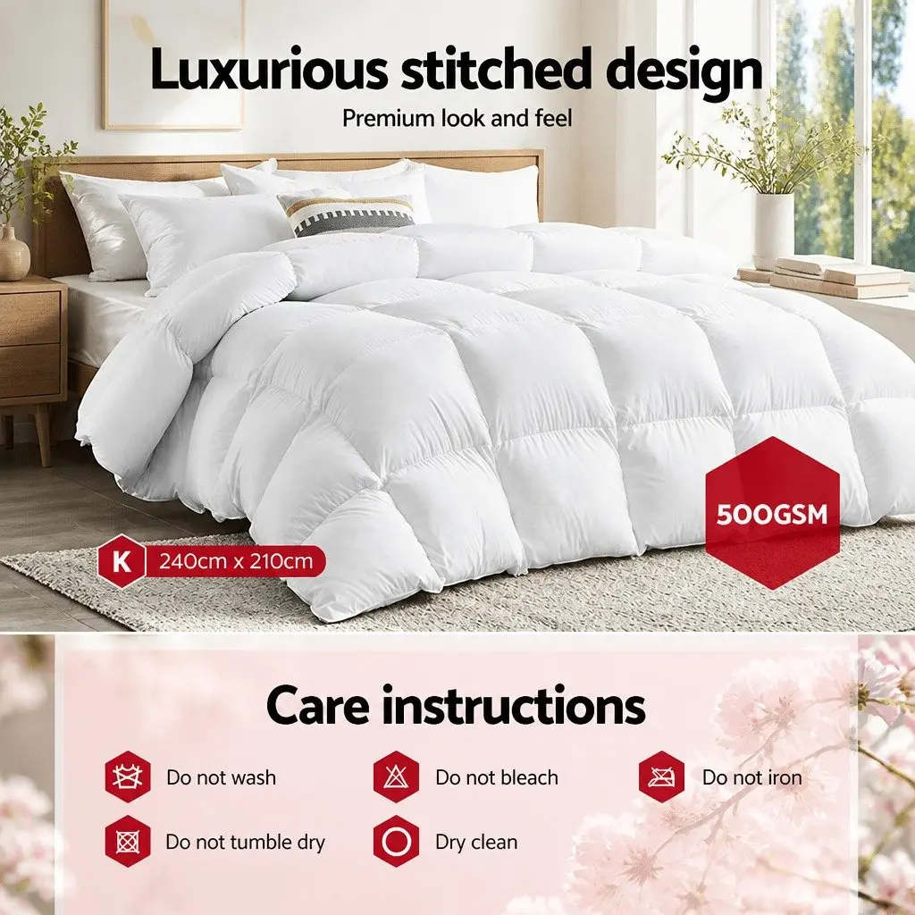 King Goose Down Feather Quilt 500GSM