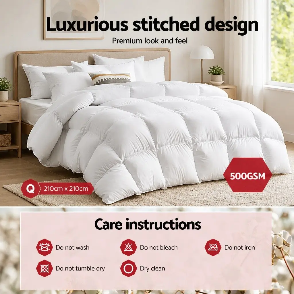 Queen Goose Feather Down Quilt 500GSM