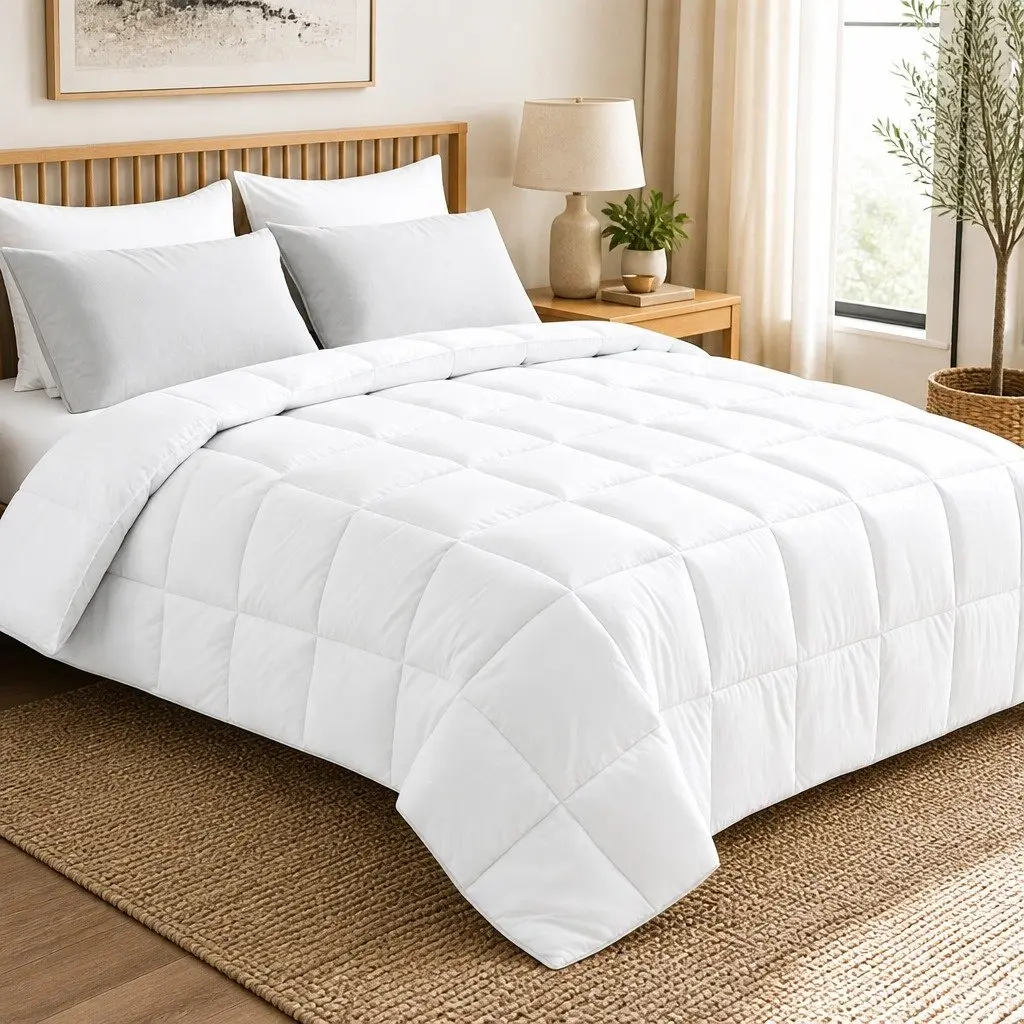 Super King Microfibre Quilt 400GSM Baffle Box White