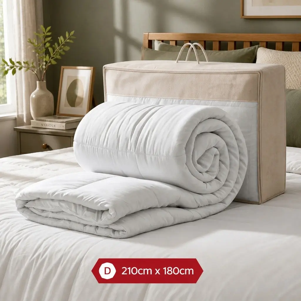 Wool Quilt 500GSM Double White Baffle Box Construction Winter Doona Thick Warm Bedding