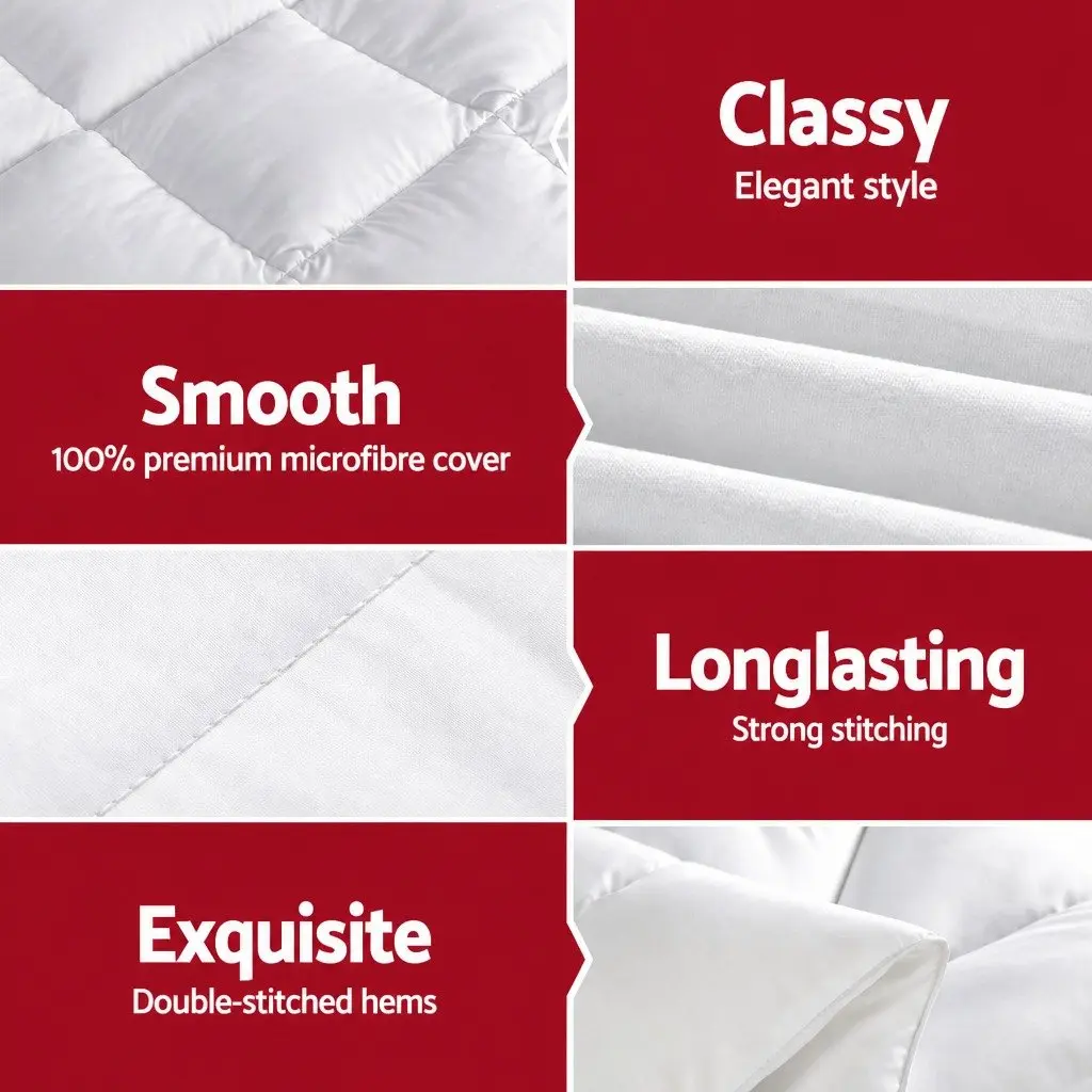 Wool Quilt 500GSM Queen White Cotton Cover Baffle Box Construction