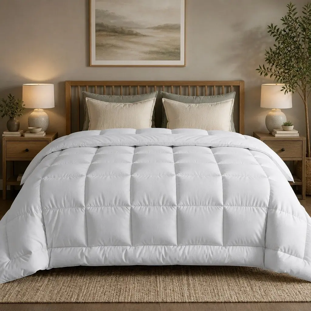 Super King Wool Quilt 500GSM Winter Baffle Box White