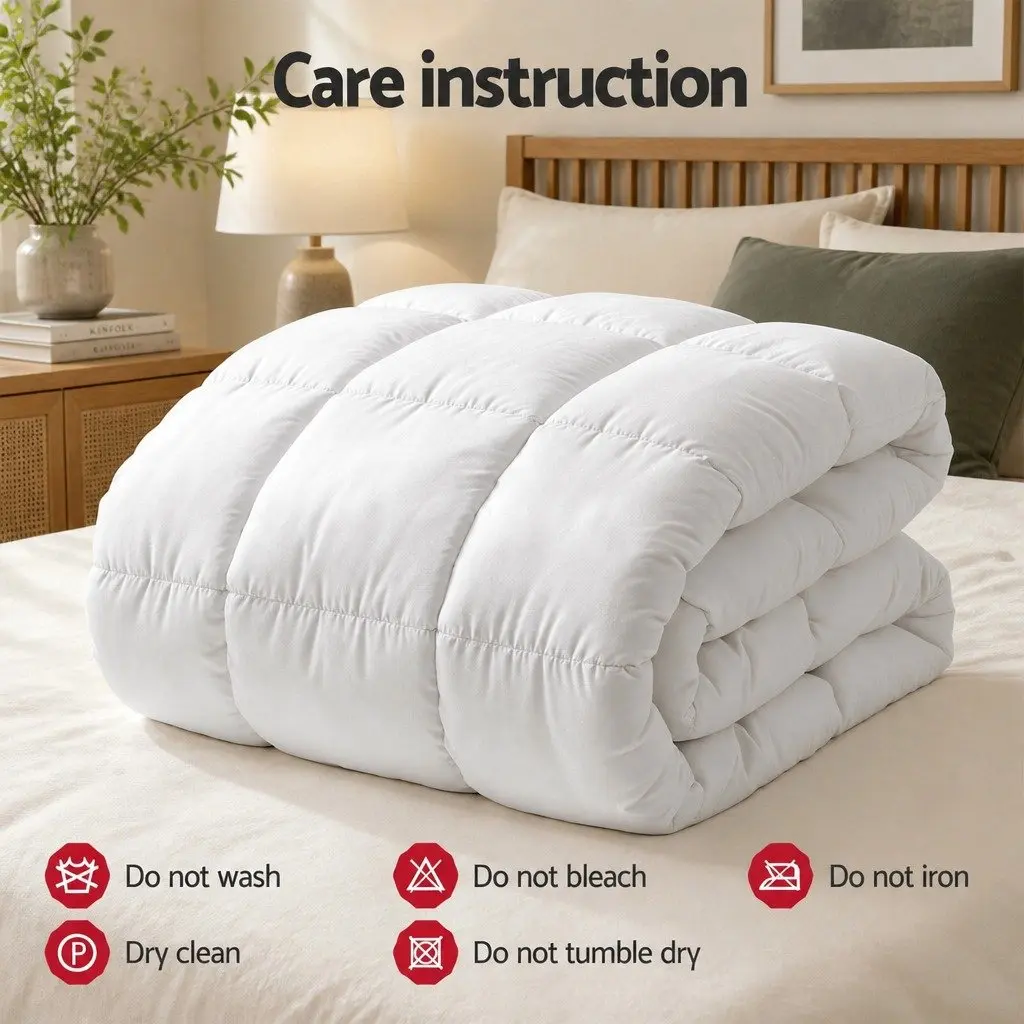 Wool Quilt 800GSM Double White Pure Cotton Cover Baffle Box Construction